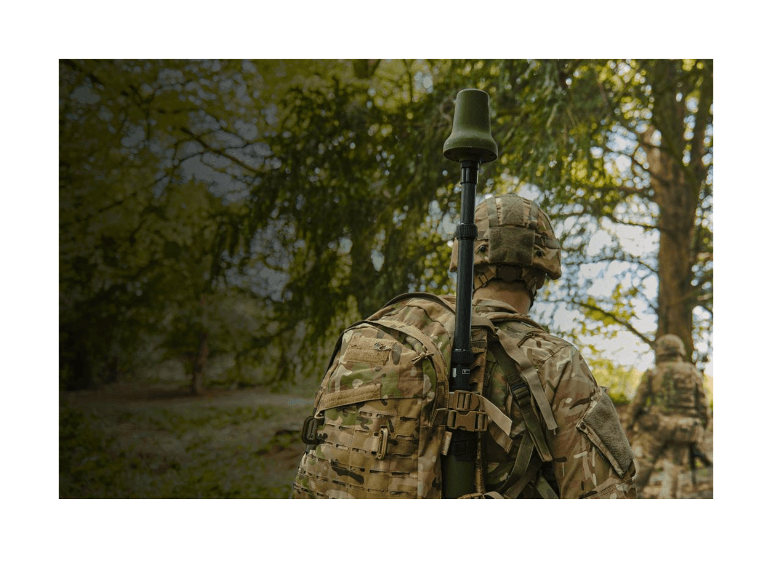 Military with satellite equipment